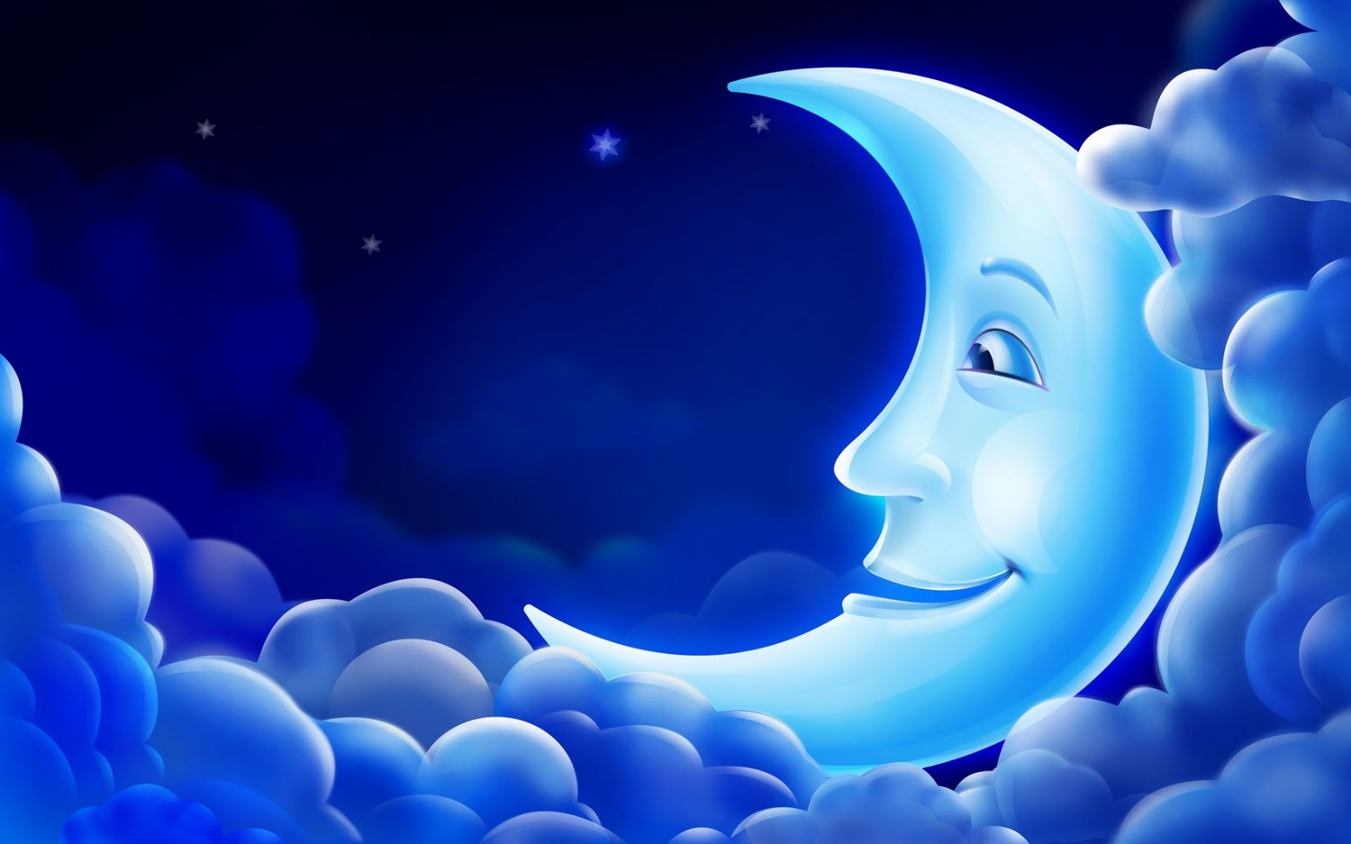 cg 3d animation pc background blue moon smile sky star wallpapers 1